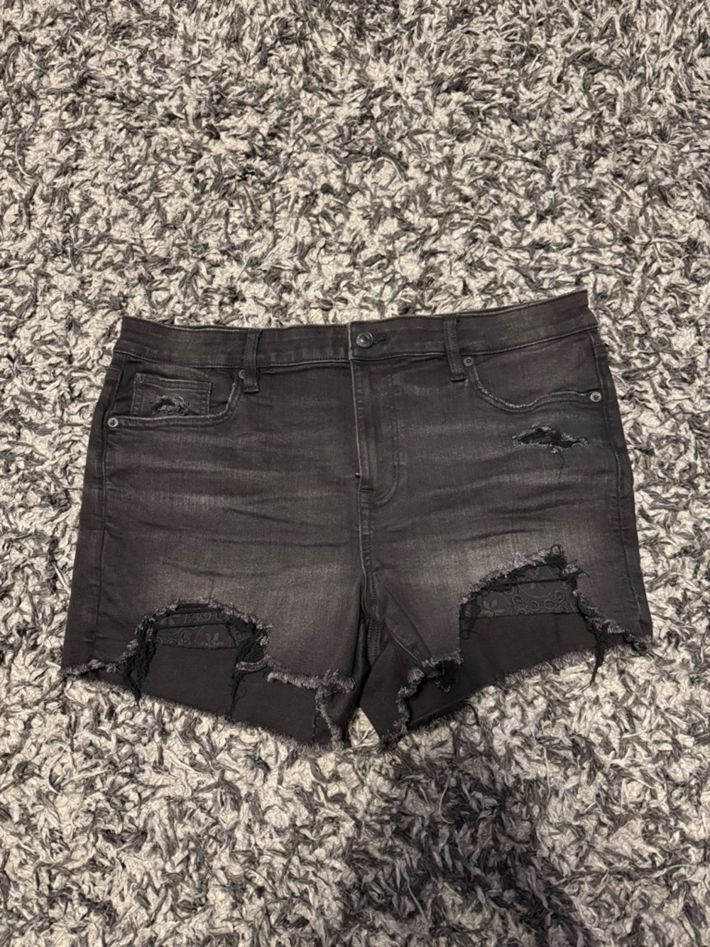American Eagle Outfitters Black Distressed Denim Cutoff Shorts